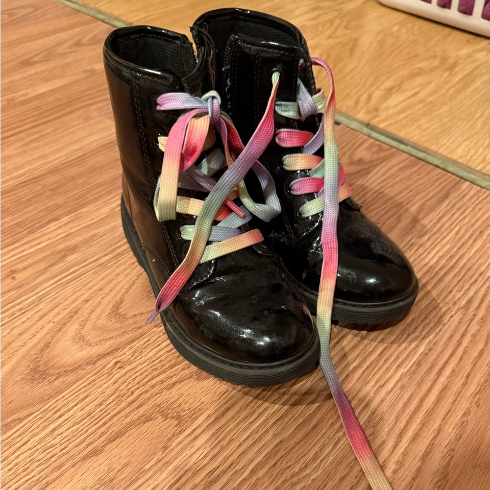 Place Black Boots with Colorful Laces